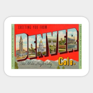 Greetings from Denver Colorado - Vintage Large Letter Postcard Sticker